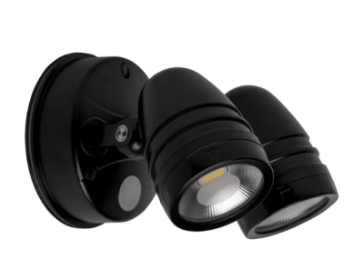Focus Polycarb Black Double Adjustable Spot Light + Sensor